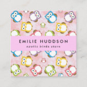 Niedliche Eulen, Eule-Muster, Pet-Shop, Vogelladen Quadratische Visitenkarte (Vorderseite)