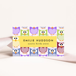 Niedliche Eulen, Eule-Muster, Pet-Shop, Vogelladen Visitenkarte