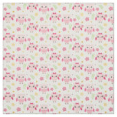 Niedliche Eulen im Rosa mit Blumen und Stoff (Muster)