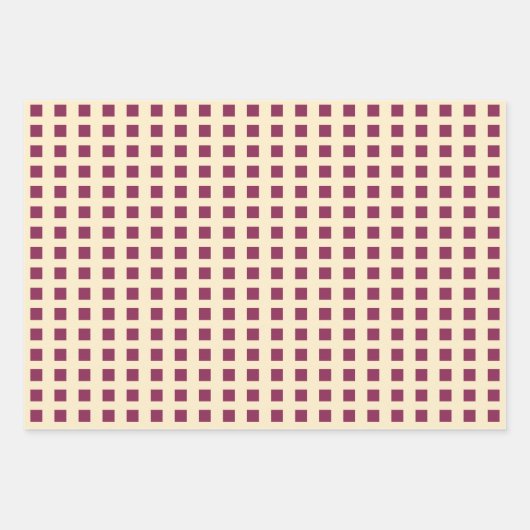 Niedliche Eulen mit quadratischem Muster lila Geschenkpapier Set (Vorderseite 3)