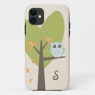 Niedliche Eulen-Monogramm-Baum-Niederlassung iPhone 11 Hülle