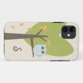Niedliche Eulen-Monogramm-Baum-Niederlassung Case-Mate iPhone Hülle (Rückseite (Horizontal))