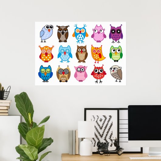 Niedliche Eulen Poster (Heimbüro)