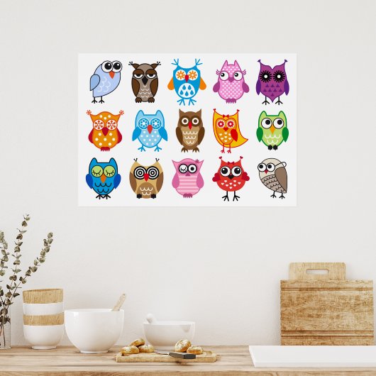 Niedliche Eulen Poster (Küche)