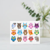 Niedliche Eulen Postkarte (Stehend Vorderseite)