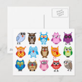 Niedliche Eulen Postkarte (Vorne/Hinten)