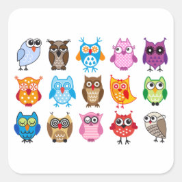 Niedliche Eulen Quadratischer Aufkleber