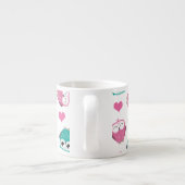 Niedliche Eulen u. Herzen Expresso Tasse (Rückseite)