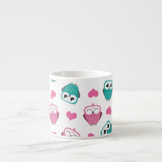 Niedliche Eulen u. Herzen Expresso Tasse (Vorderseite)