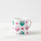 Niedliche Eulen u. Herzen Expresso Tasse (Vorderseite Rechts)