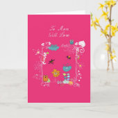 niedliche Eulen und flowes Karte (Gelbe Blume)