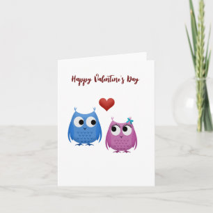 Niedliche Eulen, Valentinstag Karte