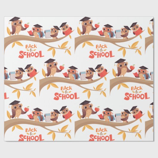 Niedliche Eulen zurück zum Abschluss der Schule Geschenkpapier (Flach)
