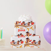 Niedliche Eulen zurück zum Abschluss der Schule Geschenkpapier