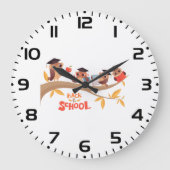 Niedliche Eulen zurück zum Abschluss der Schule Große Wanduhr (Vorderseite)
