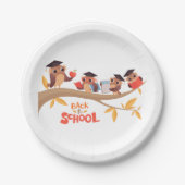 Niedliche Eulen zurück zum Abschluss der Schule Pappteller (Vorderseite)