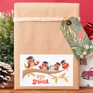 Niedliche Eulen zurück zum Abschluss der Schule Rechteckiger Aufkleber