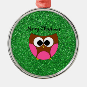 Niedliche Eulenweihnachtsverzierungen Silbernes Ornament