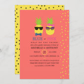 Niedliche exotische Ananas Konfetti Gender Reveal Einladung (Vorne/Hinten)