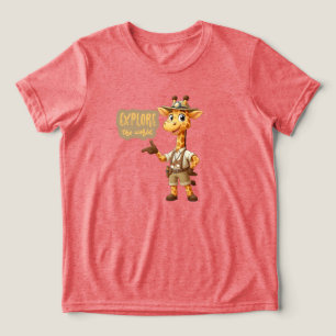 Niedliche Explorer-Giraffe auf Safari Tri-Blend Shirt