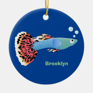 Niedliche extravagante Welpenfische personalisiert Keramik Ornament