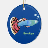 Niedliche extravagante Welpenfische personalisiert Keramik Ornament (Links)