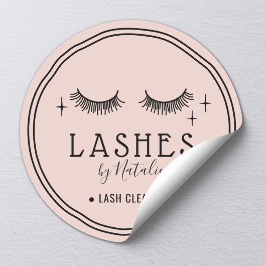 Niedliche Eyelash-Erweiterungen Lash Cleaner Rosa Runder Aufkleber