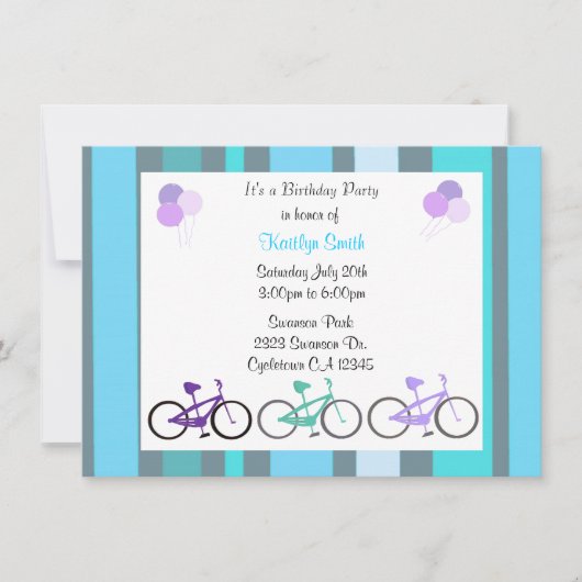 Niedliche Fahrräder Geburtstagsparty Einladung (Vorderseite)