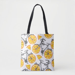 Niedliche Fahrräder mit orangefarbenen Rädern. Was Tasche