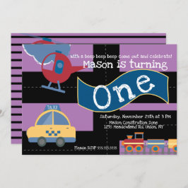 Niedliche Fahrt mit dem Party 1. Geburtstagskarte Einladung
