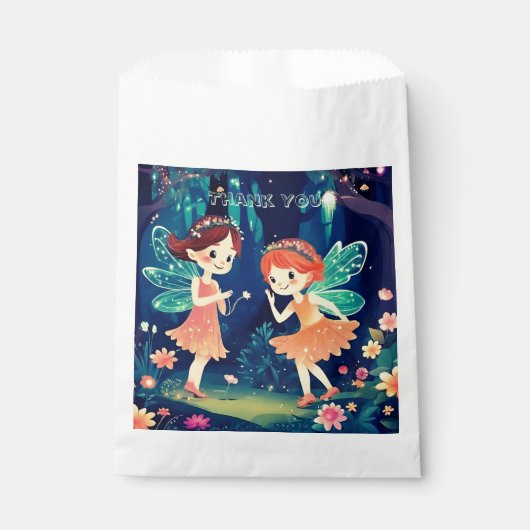Niedliche Fairies im bezauberten Wald Danke Geschenktütchen (Vorderseite)