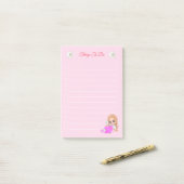 Niedliche Fairy & Daisy-Blume auf hellrosa Post-it Klebezettel (Auf Schreibtisch)