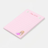 Niedliche Fairy & Daisy-Blume auf hellrosa Post-it Klebezettel (angewinkelt)