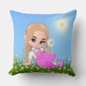 Niedliche Fairy & Daisy Blume Kissen (Vorderseite)