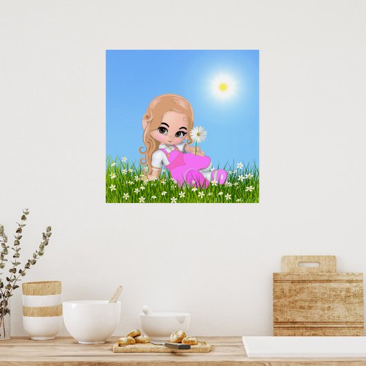 Niedliche Fairy & Daisy Blume Poster (Küche)