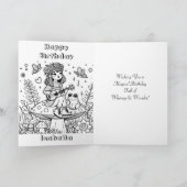 Niedliche Fairy Girl mit Viola auf Blume Geburtsta Karte (Innenseite)