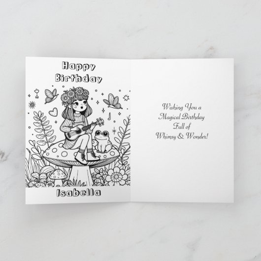 Niedliche Fairy Girl mit Viola auf Blume Geburtsta Karte (Innenseite)