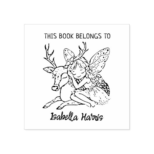 Niedliche Fairy mit Hirsch-Buchzeichen Gummistempel (Prägung)