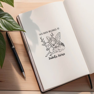 Niedliche Fairy mit Hirsch-Buchzeichen Gummistempel