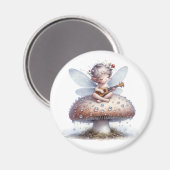 Niedliche Fairy mit Viola auf Mushroom Magnet (Vorderseite/Rückseite)