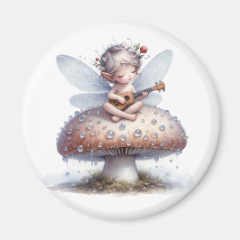 Niedliche Fairy mit Viola auf Mushroom Magnet