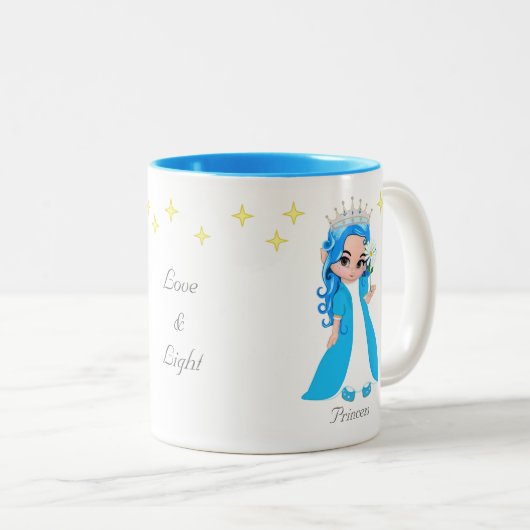 Niedliche Fairy Princess & Stars Zweifarbige Tasse (VorderseiteRechts)