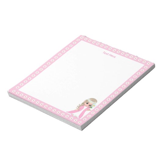 Niedliche Fairy Princess & White Blume auf einfach Notizblock (Rotiert)