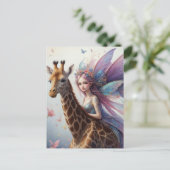 Niedliche Fairy reist a Giraffe Postkarte (Stehend Vorderseite)
