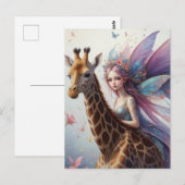 Niedliche Fairy reist a Giraffe Postkarte (Vorne/Hinten)