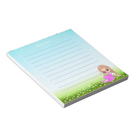 Niedliche Fairy und Blume Liniert Notizblock (angewinkelt)