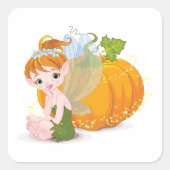 Niedliche Fairy und ein Pumpkin Square Sticker (Vorderseite)