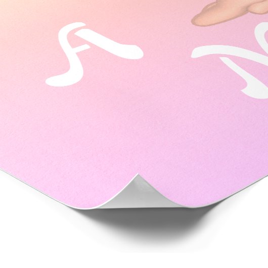 Niedliche Fairy und Monogramm in rosa Farbtönen Poster (Ecke)