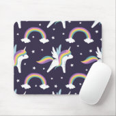 Niedliche Fairy Unicorn + Regenbogen, blauer Hinte Mousepad (Mit Mouse)