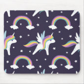 Niedliche Fairy Unicorn + Regenbogen, blauer Hinte Mousepad (Vorne)